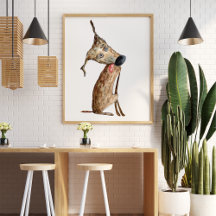 Cute funny watercolor dog llustration decorative