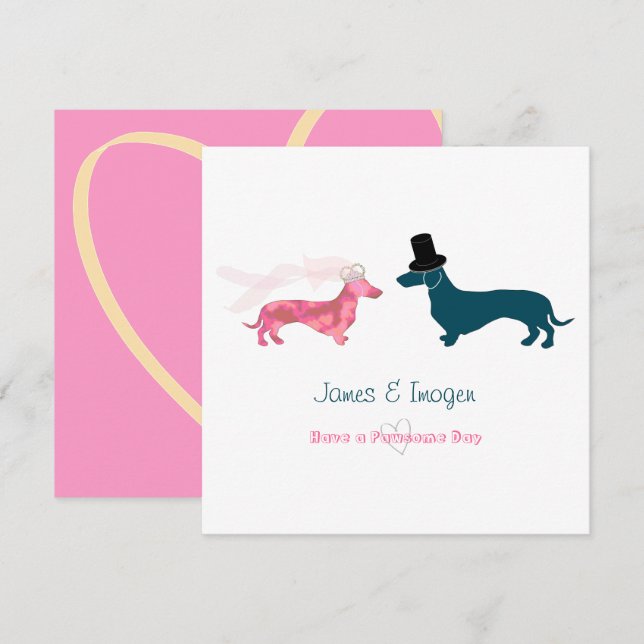 Cute Funny Wedding Dachshund Congratulations Card (Front/Back)