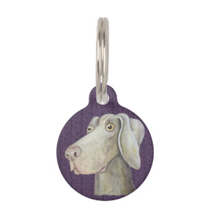 Cute, funny weimaraner painting pet tag
