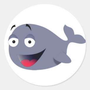 Cute Funny Whale Party Drawing Classic Round Sticker