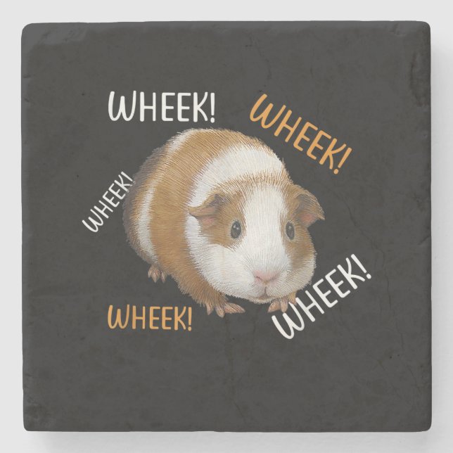 Cute & Funny Wheek - Guinea Pig Owner Cavy Lover Stone Coaster (Front)