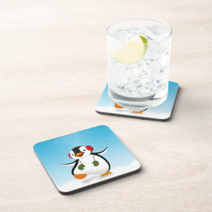 Cute Funny Winter Penguin Coaster