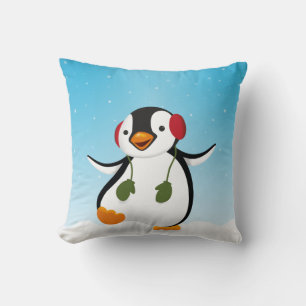 Cute Funny Winter Penguin Cushion