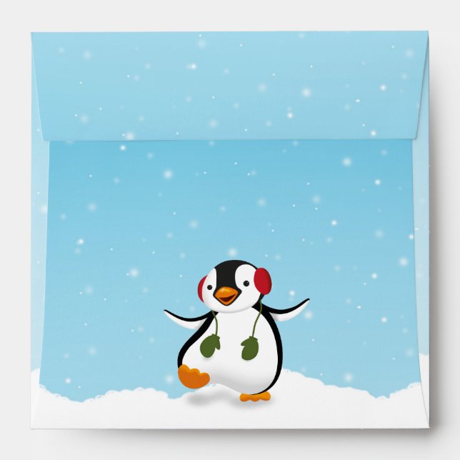 Cute Funny Winter Penguin Envelopes (Back (Top Flap))