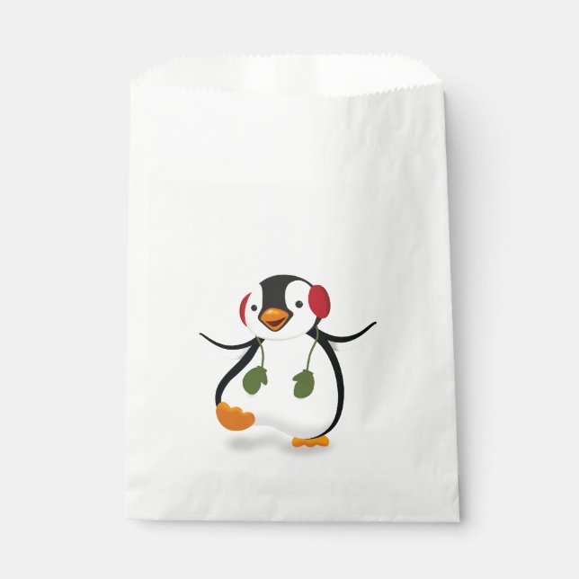 Cute Funny Winter Penguin Favour Bag (Front)