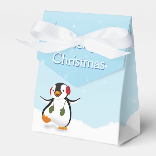 Cute Funny Winter Penguin Favour Box (Front Side)