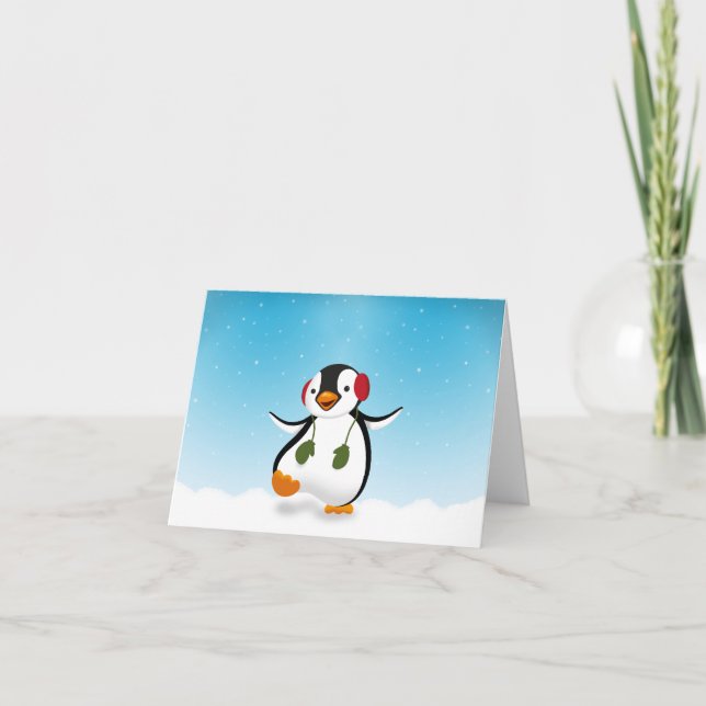 Cute Funny Winter Penguin Holiday Card (Front)