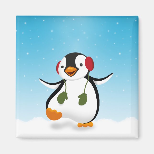 Cute Funny Winter Penguin Magnet (Front)