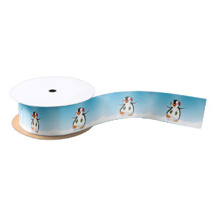 Cute Funny Winter Penguin Satin Ribbon