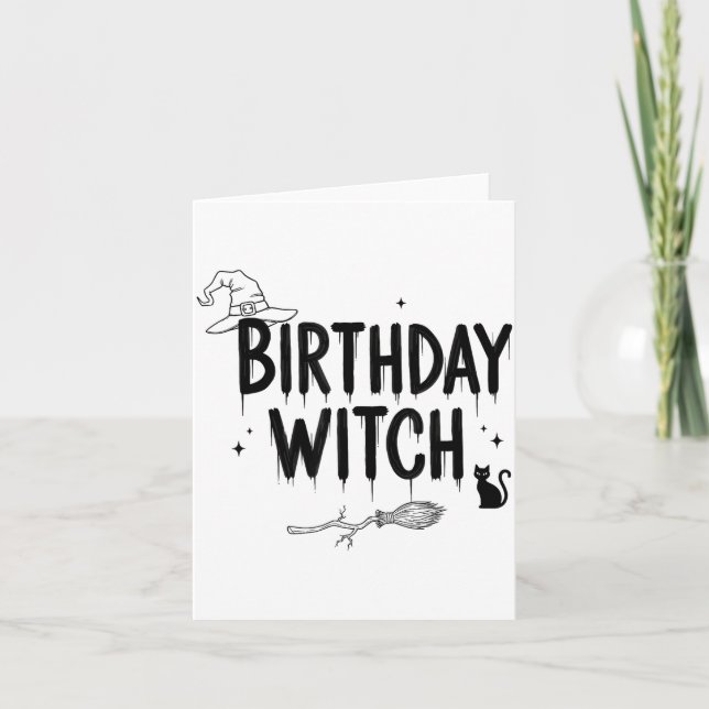 Cute Funny Witch Witchy Birthday Witches Happy Wom Card (Front)