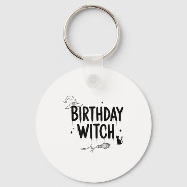 Cute Funny Witch Witchy Birthday Witches Happy Wom Key Ring (Front)