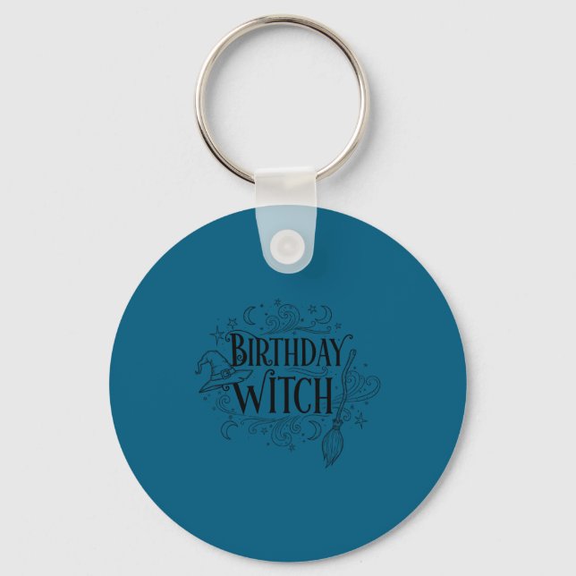 Cute Funny Witch Witchy Birthday Witches Happy Wom Key Ring (Front)