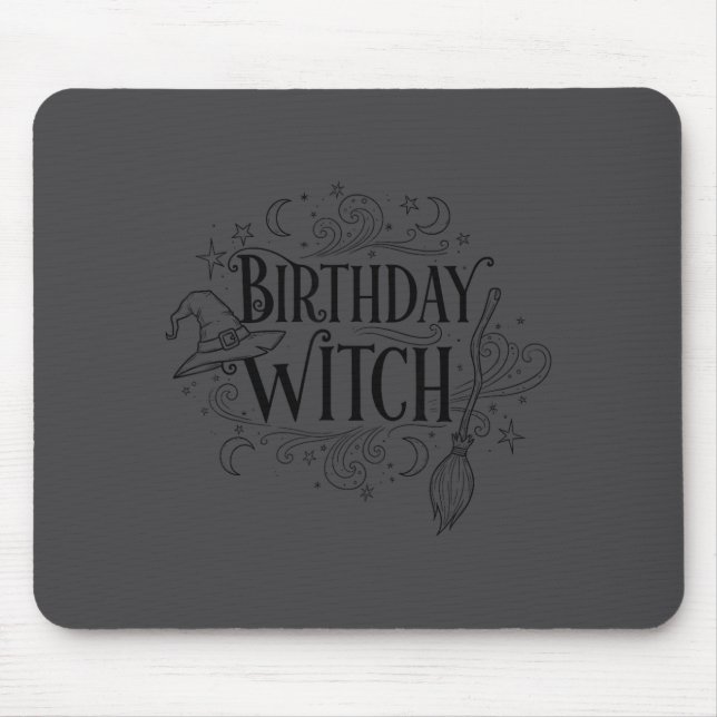 Cute Funny Witch Witchy Birthday Witches Happy Wom Mouse Pad (Front)