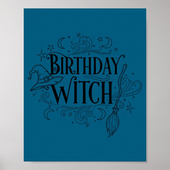 Cute Funny Witch Witchy Birthday Witches Happy Wom Poster (Front)