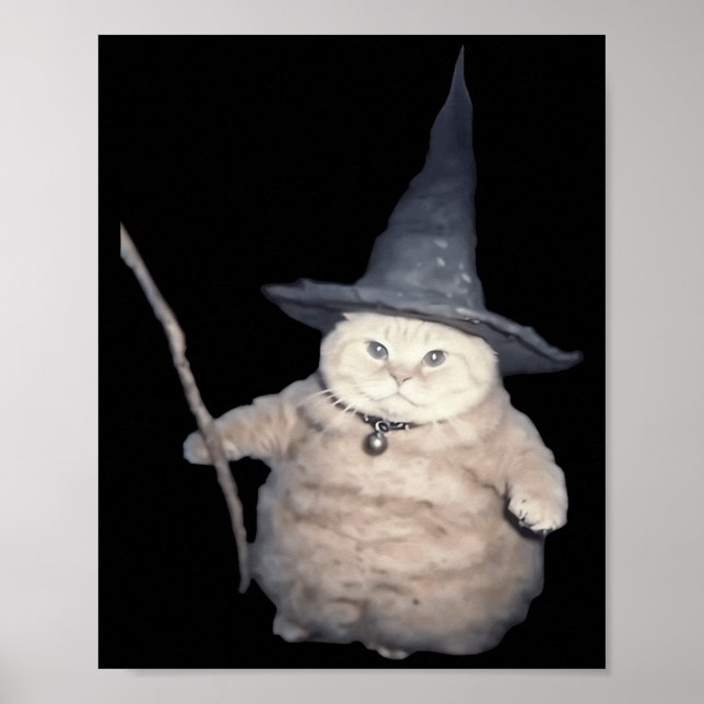 Cute Funny Wizard Cat Weird Kitten Cat Meme Spooky Poster (Front)