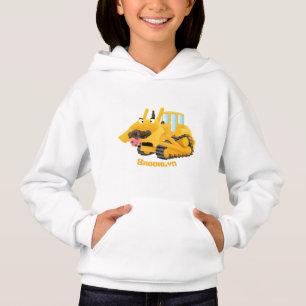 Cute funny yellow bulldozer cartoon character