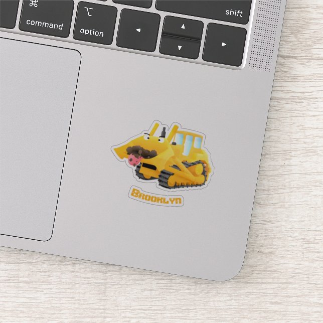 Cute funny yellow bulldozer cartoon character (Detail)