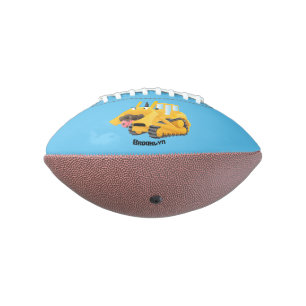 Cute funny yellow bulldozer cartoon character football