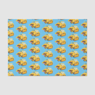 Cute funny yellow bulldozer cartoon character tissue paper