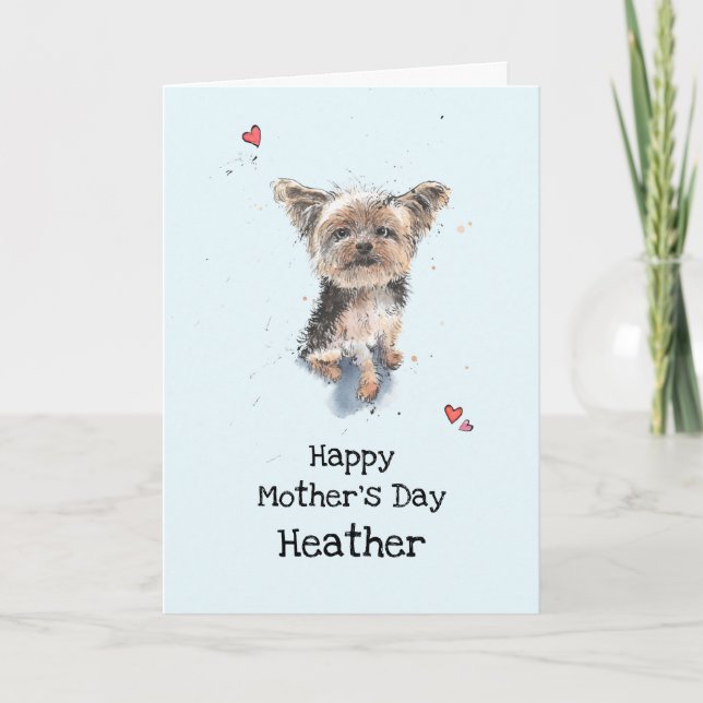 Cute funny Yorkshire Terrier, Yorkie Mother’s day Card (Front)