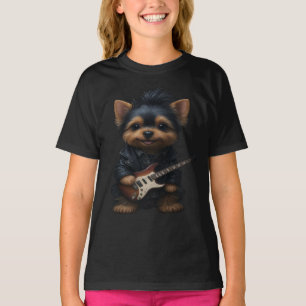 Cute Funny Yorkshire Terrier Yorkie Rocker Fatigue T-Shirt