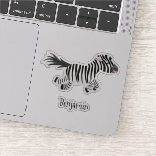 Cute funny zebra running cartoon illustration