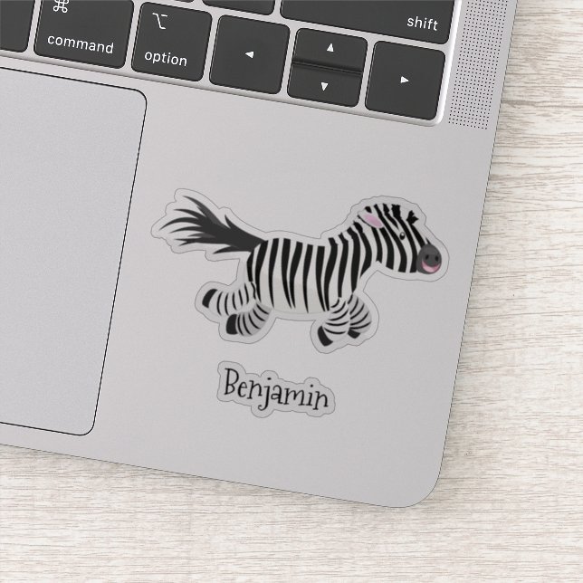 Cute funny zebra running cartoon illustration (Detail)