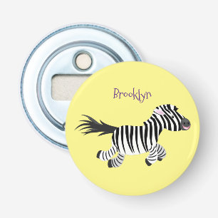 Cute funny zebra running cartoon illustration bottle opener