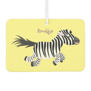 Cute funny zebra running cartoon illustration car air freshener