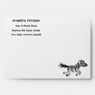 Cute funny zebra running cartoon illustration envelope