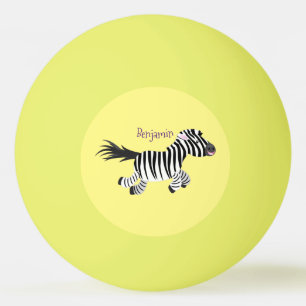 Cute funny zebra running cartoon illustration ping pong ball