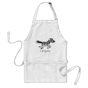 Cute funny zebra running cartoon illustration standard apron
