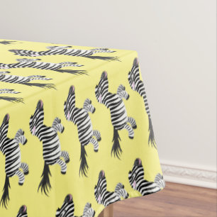 Cute funny zebra running cartoon illustration tablecloth