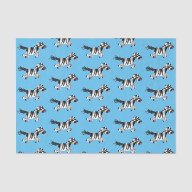 Cute funny zebra running cartoon illustration tissue paper (Front)