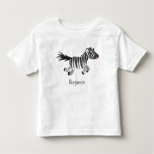 Cute funny zebra running cartoon illustration toddler T-Shirt