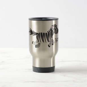 Cute funny zebra running cartoon illustration travel mug