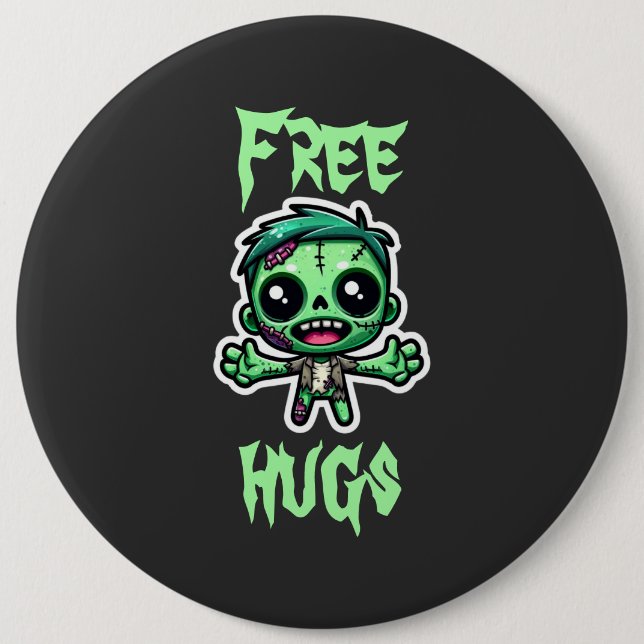 Cute, funny zombie 6 cm round badge (Front)