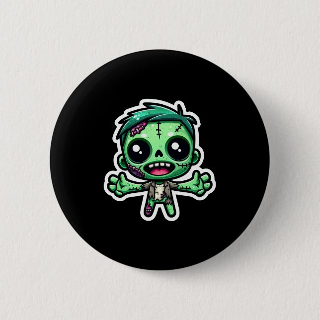 Cute, funny zombie 6 cm round badge (Front)