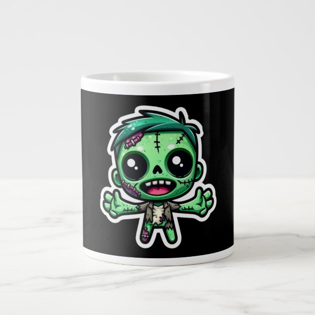 Cute, funny zombie large coffee mug (Front)