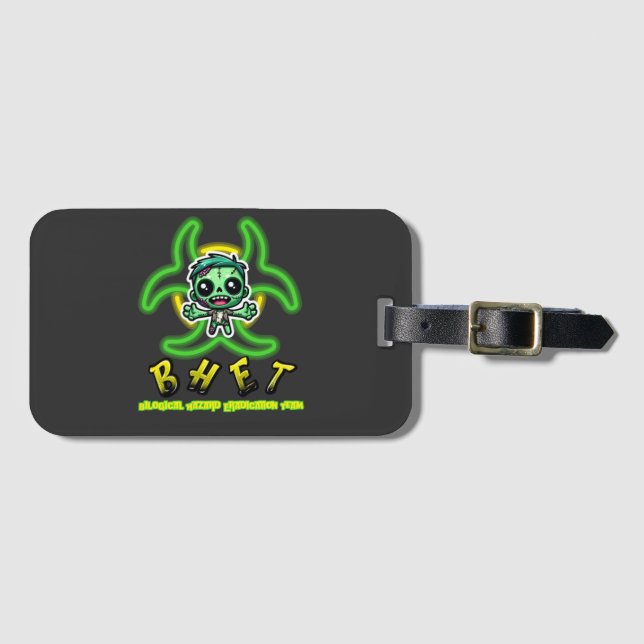 Cute, funny zombie luggage tag (Front Horizontal)