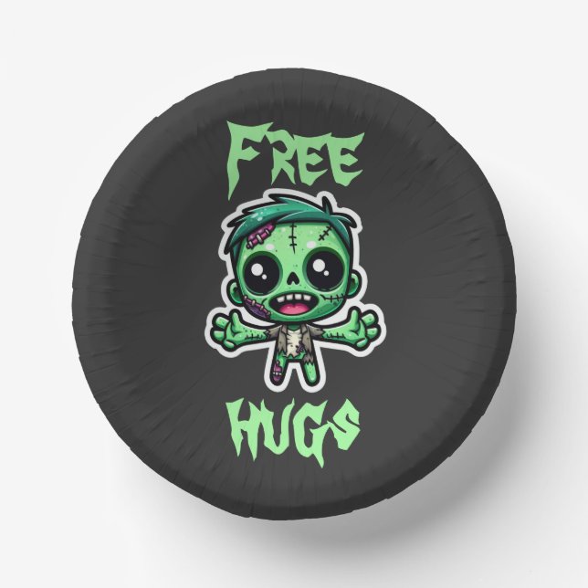 Cute, funny zombie paper plate (Front)