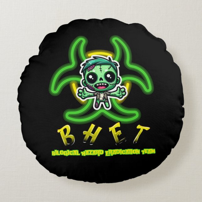 Cute, funny zombie round cushion (Front)