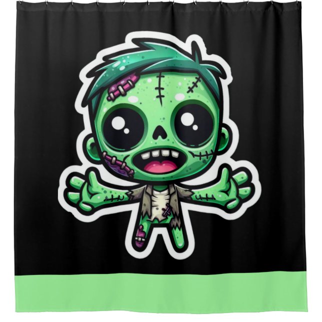 Cute, funny zombie shower curtain (Front)