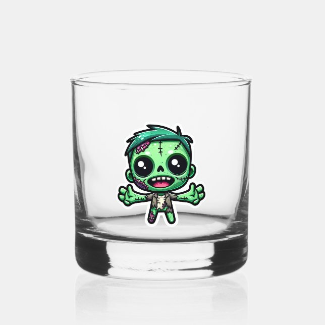 Cute, funny zombie whiskey glass (Back)