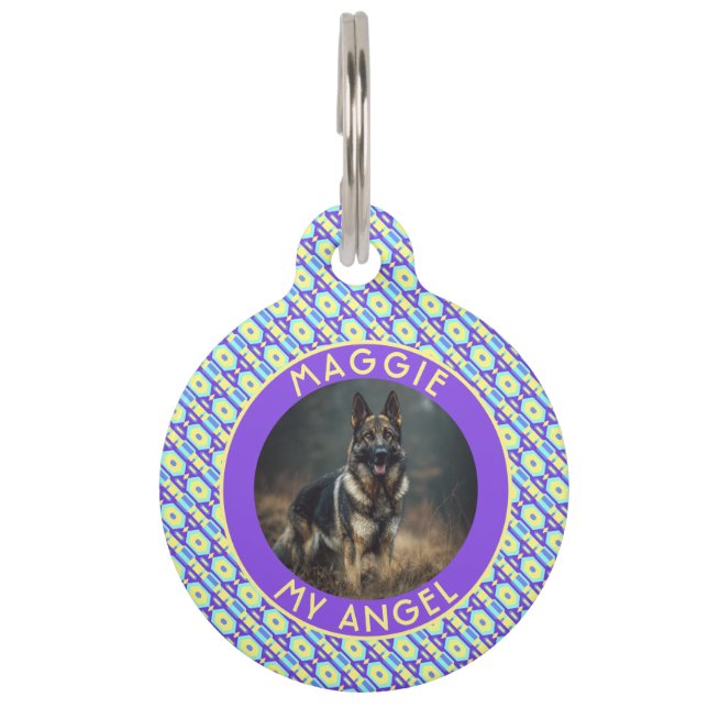 Cute Fur Dad Gift Ethnic Pattern Pet Tag (Front)