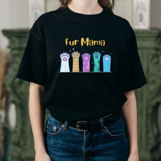 Cute Fur Mama Paw Design T-Shirt