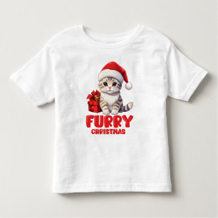 Cute Furry Christmas kitten design Toddler T-Shirt