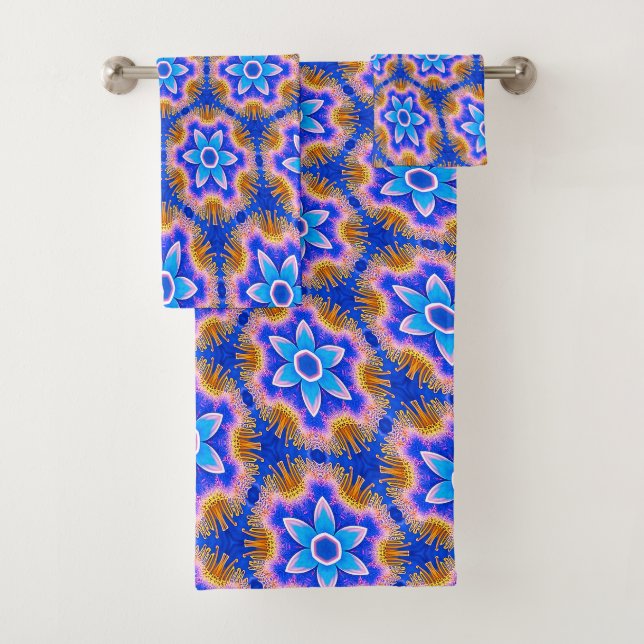 Cute Furry Flowers Pattern Bath Towel Set (Insitu)