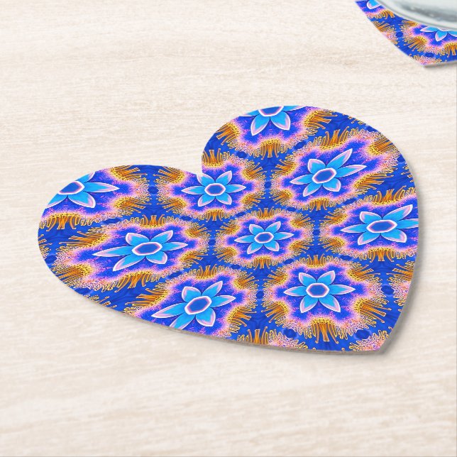 Cute Furry Flowers Pattern Paper Coaster (Angled)
