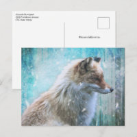 Cute Furry Fox on Blue Grunge Background